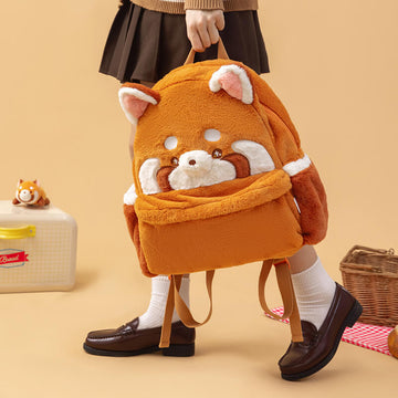 Red Panda Fluffy Backpack, Animal Book Bag